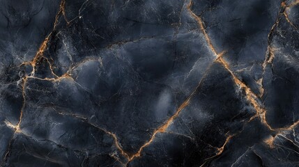 Poster - Elegant Dark Blue and Black Marble Texture with Striking Gold Veins for Sophisticated Backgrounds and Design Elements