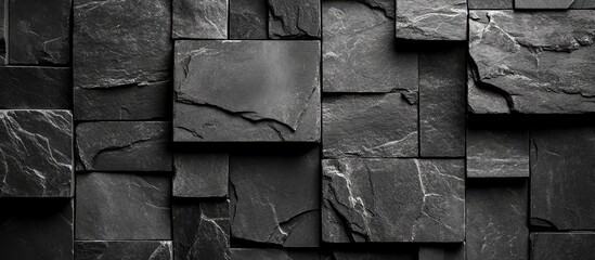 Poster - Dark Grey Slate Texture Background in Square Format with Copyspace for Text or Design Elements