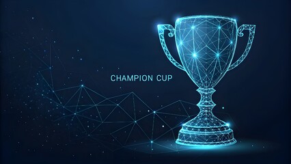 abstract image of a champion cup in the form of a starry sky or space, consisting of points, lines, 