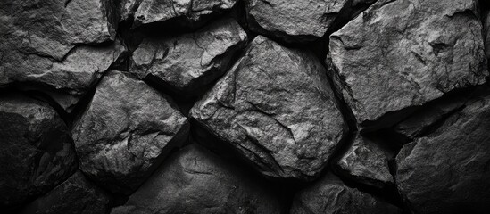 Poster - Abstract Dark Gray Stone Texture Background with space for text showcasing natural rock formations and shadows in a minimalist design