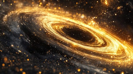 Poster - Elegant Abstract Cosmic Background Featuring Radiant Gold Accents and Starry Space Elements
