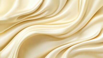 Poster - Elegant Creamy Silk Fabric Background with Gentle Wavy Texture for Design and Decoration Purposes in Soft Light Tones