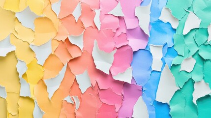 Poster - Abstract Colorful Torn Paper Texture for Creative Backgrounds and Design Projects in Soft Pastel Shades