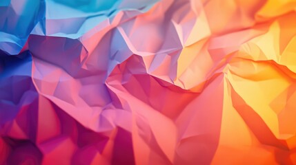 Poster - Vibrant Crumpled Paper Texture in Gradient Colors Creating a Rich Abstract Background Design