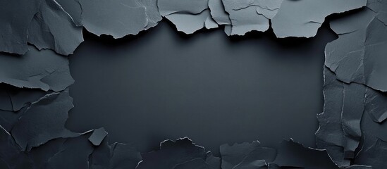 Poster - Dark gray abstract paper background with torn edges and customizable promotional text box for creating eye-catching designs
