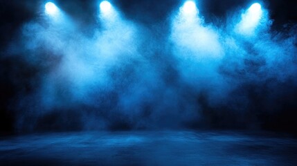 Fototapete - Abstract dark blue background with illuminated smoke and light effects creating an ethereal atmosphere for creative projects and presentations