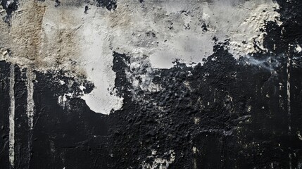 Poster - Grunge black wall texture with distressed cement plaster ideal for rustic urban vintage wallpaper designs and artistic background applications