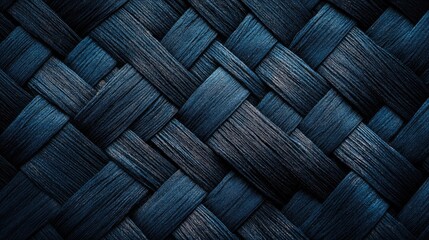 Poster - Dark woven textile texture with intricate fibers creating a modern abstract background for design and artistic projects.
