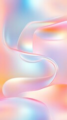 Poster - Smooth holographic gradient waves merging pastel hues, generating ethereal abstract landscape with fluid, dreamy visual flow wallpaper background