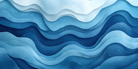 Fototapete - Waves of blue in a layered paper art design showcasing the beauty of ocean currents and water movement