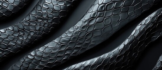 Poster - Dark grey and black abstract snakeskin texture background with empty space for creative text and design projects