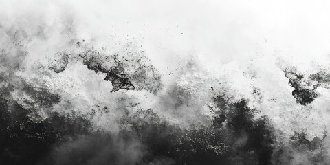 Poster - Abstract representation of swirling black and white patterns mimicking smoke or clouds in a dynamic composition