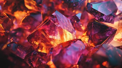 Poster - Vibrant Close-Up of Abstract Crystals with Textured Surfaces for Artistic and Decorative Design Use