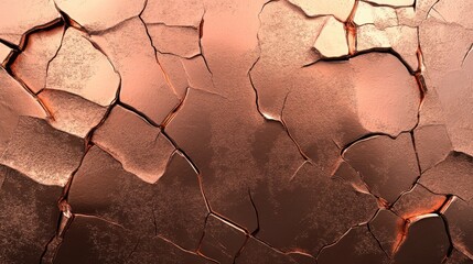 Poster - Textured Metallic Copper Surface with Abstract Cracks and Distressed Details Ideal for Backgrounds and Artistic Designs