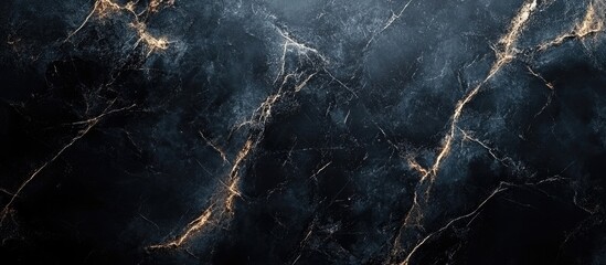 Poster - Elegant dark grunge black marble texture with golden veining and ample copyspace for text or design purposes in a sophisticated setting