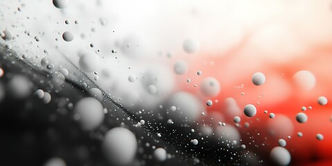 Poster - Bubbles suspended in liquid create an abstract pattern with soft red and gray hues in a mesmerizing display of motion