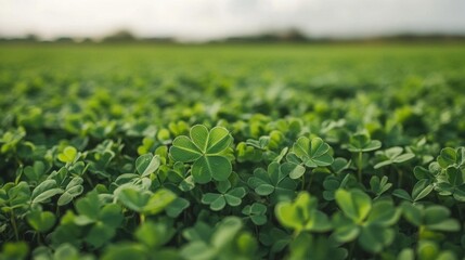 Wall Mural - Lush Green Clover Field In The Springtime