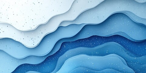 Poster - Layers of blue waves create a calming and serene atmosphere in a minimalist design