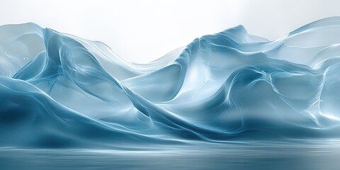 Poster - exquisite ice formations create a serene winter landscape adorned with soft blue hues and gentle cur