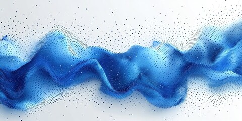 Poster - Dynamic blue wave pattern with abstract textures and dot accents in a smooth design