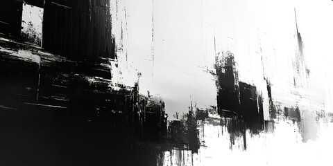 Poster - Abstract black and white artwork featuring bold brush strokes and subtle textures on a minimalist background