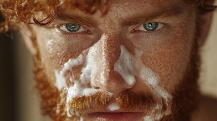 Poster - Redhead Man Shaving With Shaving Cream