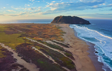 Wall Mural - Highway 1 and Big Sur along the Pacific Ocean coast, beautiful landscape and aerial view, sunset, sunrise, fog. Concept, travel, vacation, weekend