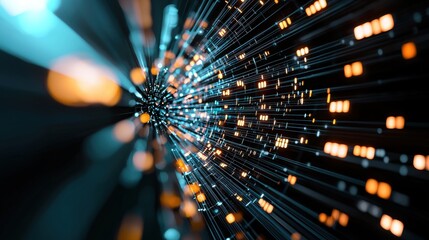 Poster - abstract representation of artificial intelligence with glowing neural networks and data streams flo