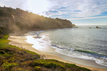 Wall Mural - Aerial view of Greyhound Rock, beautiful landscape of rock formations along Pacific Coast Highway 1, California USA, travel and vacation concept