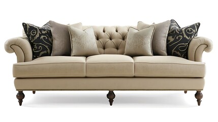 Luxury sofa with a tufted back, plush cushions, and a sophisticated design 