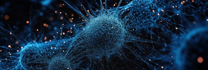 Poster - detailed 3d visualization revealing intricate virus structure with capsid, spikes, and glowing rna s