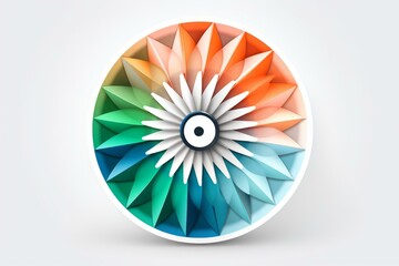 Aufkleber - Intricate paper craft design creating a vibrant, stylized flower with a central eye, ideal for design and creative projects