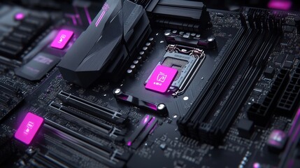 Aufkleber - Modern Computer Motherboard Central Processing Unit Socket