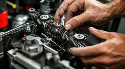 Poster - Hands Carefully Repairing Complex Engine Components