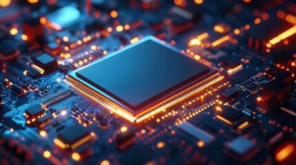 Aufkleber - Illuminated Central Processing Unit on Circuit Board