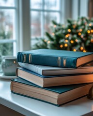 Poster - Cozy Winter Study Session with Books and Holiday Background