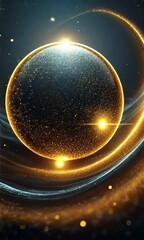 Wall Mural - A captivating celestial orb sparkles with golden brilliance, surrounded by starry glimmers and mystical swirls. The entire atmosphere exudes a sense of wonder and cosmic exploration