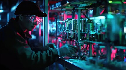 Poster - Technician Working on Advanced Technological Equipment