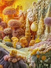 Aufkleber - Bacteria forms create vibrant landscapes filled with intricate textures and colors in a microscopic environment. Generative AI
