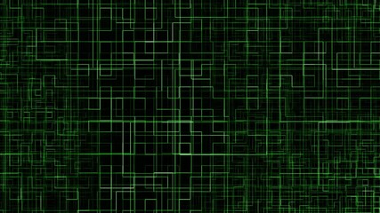 Wall Mural - green circuitry pattern animation backdrop. digital maze, abstract background