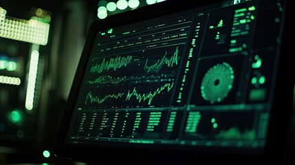 Poster - Computer Screen Displays Financial Market Data Graphs