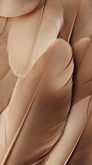 Wall Mural - Beautiful mocha mousse feather patterns create soft textures on light beige background