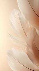 Wall Mural - Beautiful mocha mousse feather patterns create soft textures on light beige background