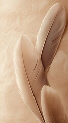 Wall Mural - Beautiful mocha mousse feather patterns create soft textures on light beige background