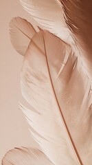 Wall Mural - Beautiful mocha mousse feather patterns create soft textures on light beige background