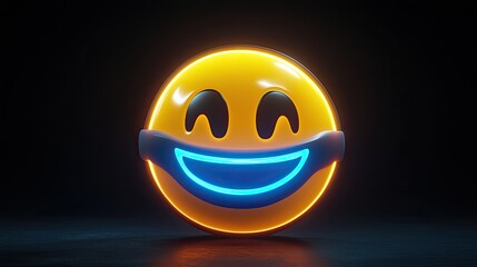 Aufkleber - Illuminated Smiley Face Neon Glow Digital Art
