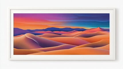 Poster - Serene Desert Landscape Under a Vivid Sunset Sky
