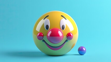 Aufkleber - A Happy Yellow Clown Face Sphere And Small Ball