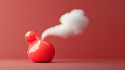 Poster - Red Orb Emits White Vapor Cloud Against Red Background