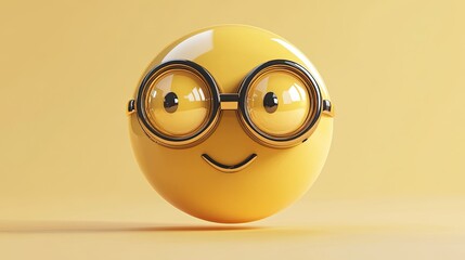 Aufkleber - A Yellow Smiley Face Wearing Gold Glasses